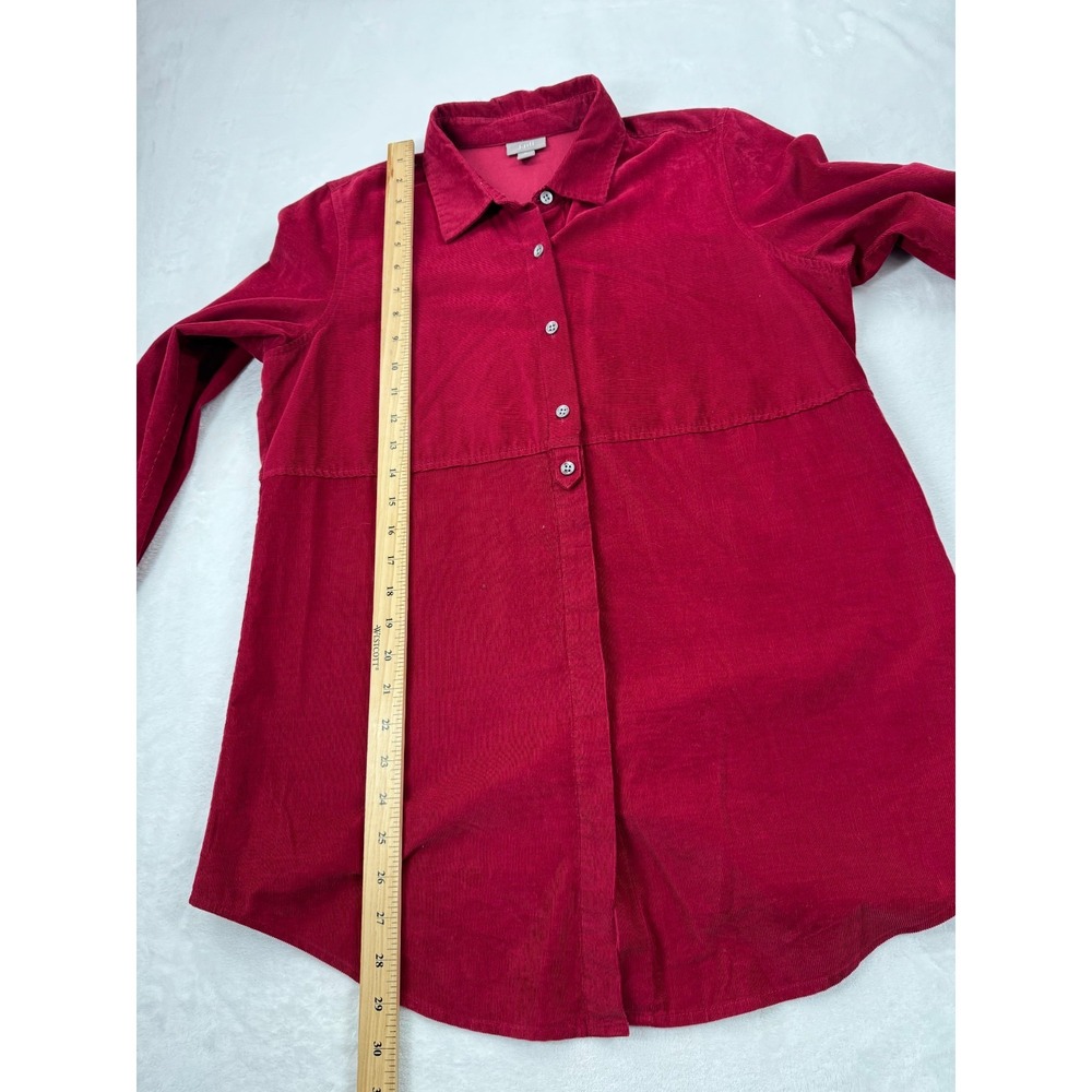 J. Jill Button-Up Corduroy Shirt‎ Women's Petite Medium Red Lightweight Collared - Picture 8 of 10